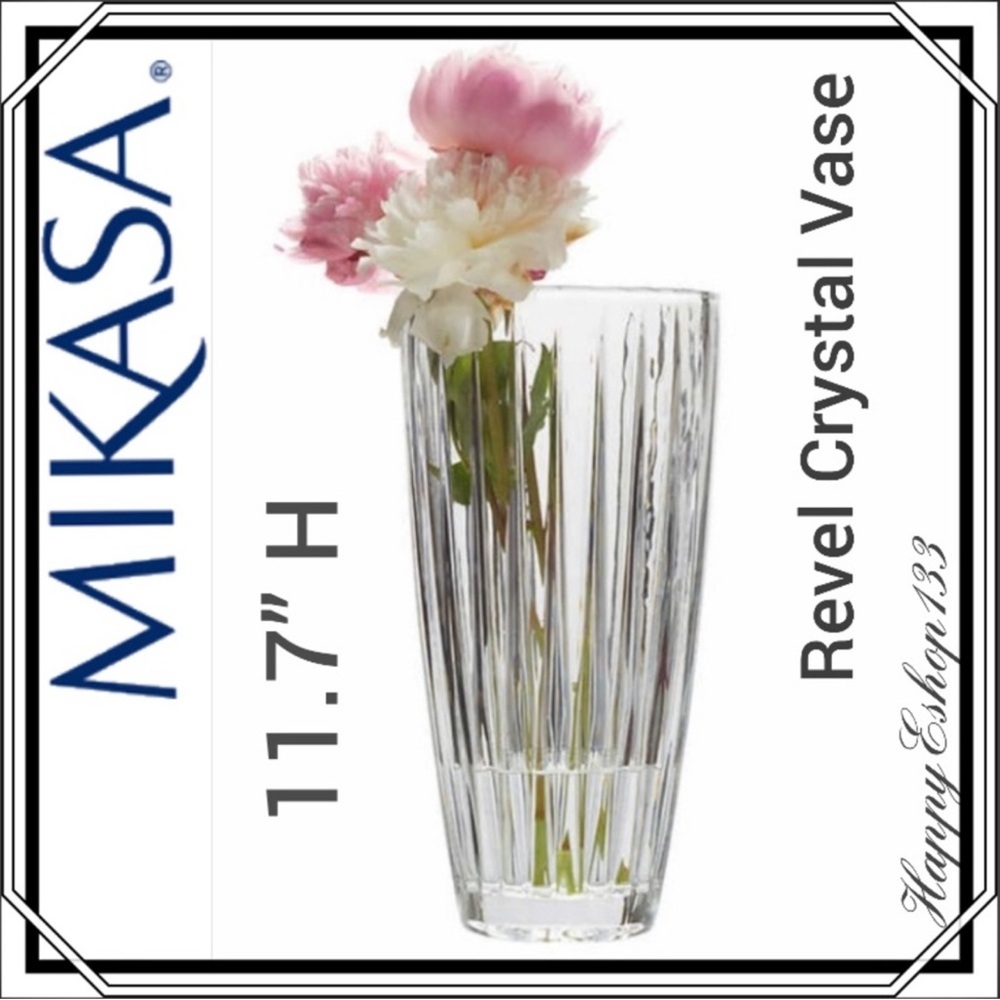 Mikasa Clear Crystal Vase with Floral Design
